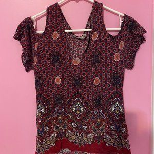 Burgundy/Red blouse with designs